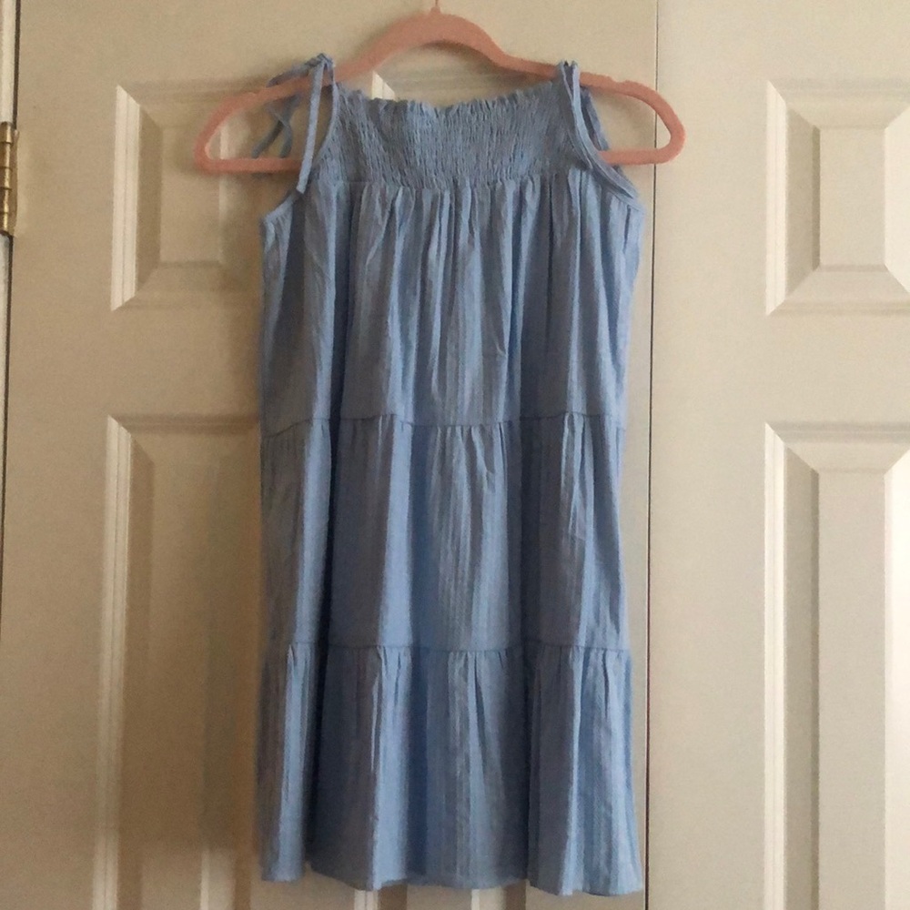 Knot Shoulder Shirred Detail Ruffle Hem Slip Dress - Picture 1 of 3